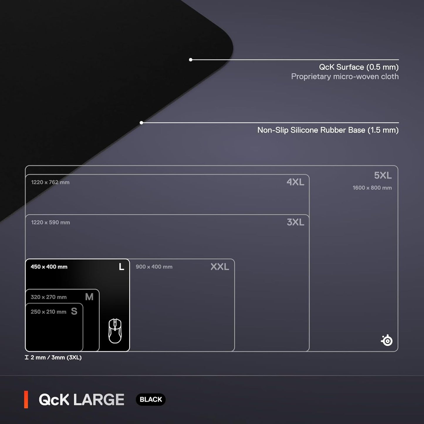 Qck Gaming Mouse Pad - Large Cloth - Optimized for Gaming Sensors